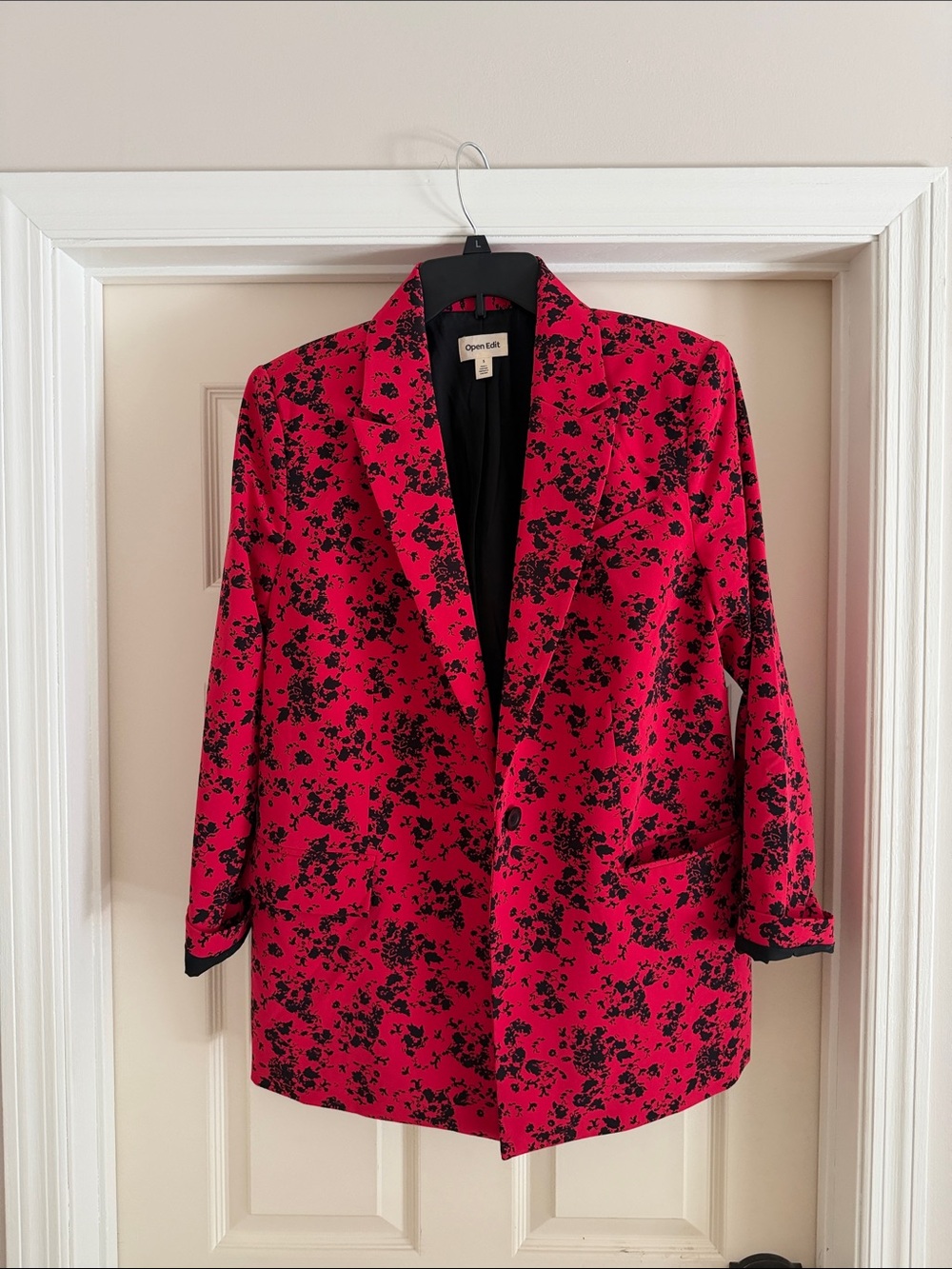 Open Edit Red Floral Print Blazer